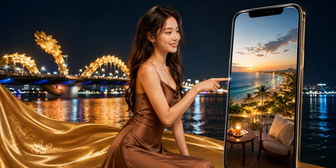 Phụ nữ Đà Nẵng mặc áo dài trải nghiệm casino di động – hình ảnh kết hợp văn hóa và công nghệ